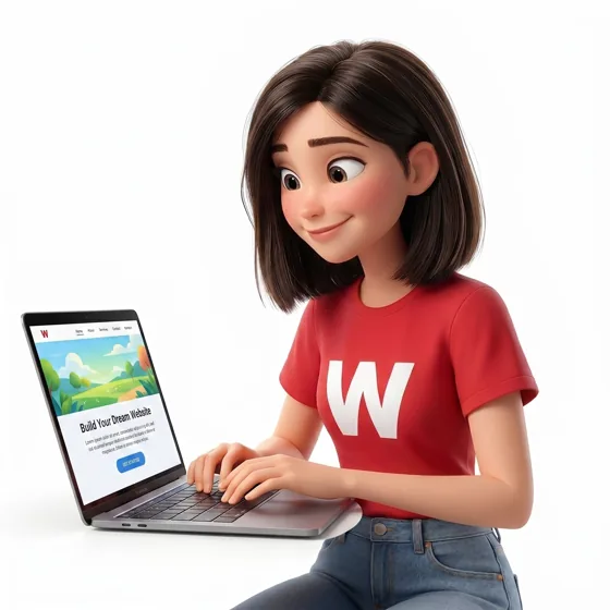 Wee al laptop mentre costruisce il sito