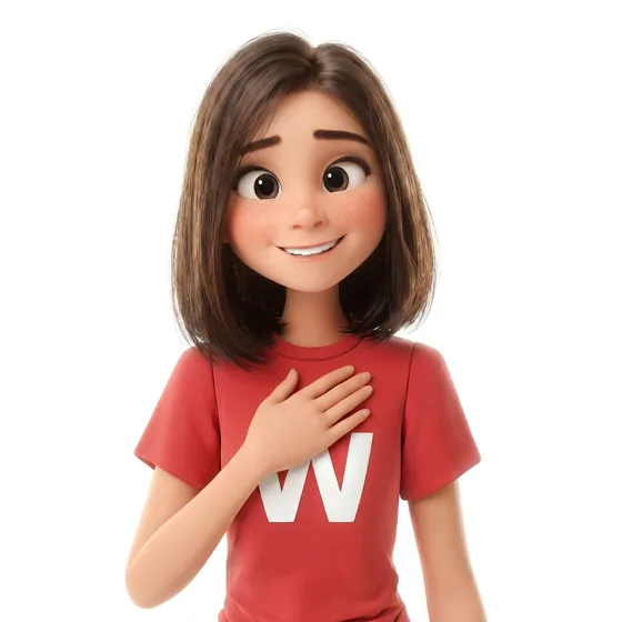 Wee con la mano sul cuore che ti segue nel tempo